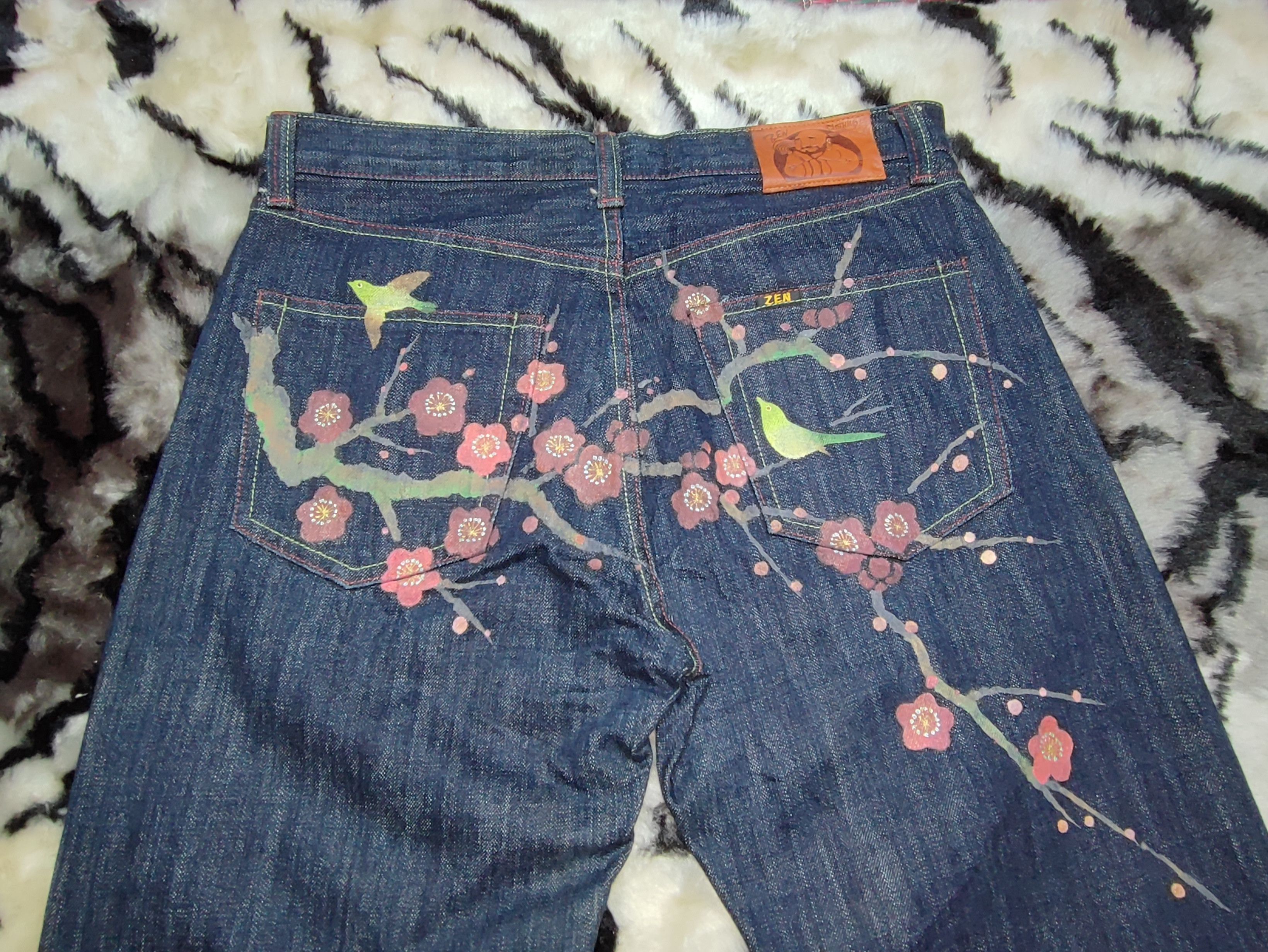 Japanese Brand Vintage Zen Kyoto Hand Painted Denim Jeans Size US 32 / EU 48 - 16 Thumbnail