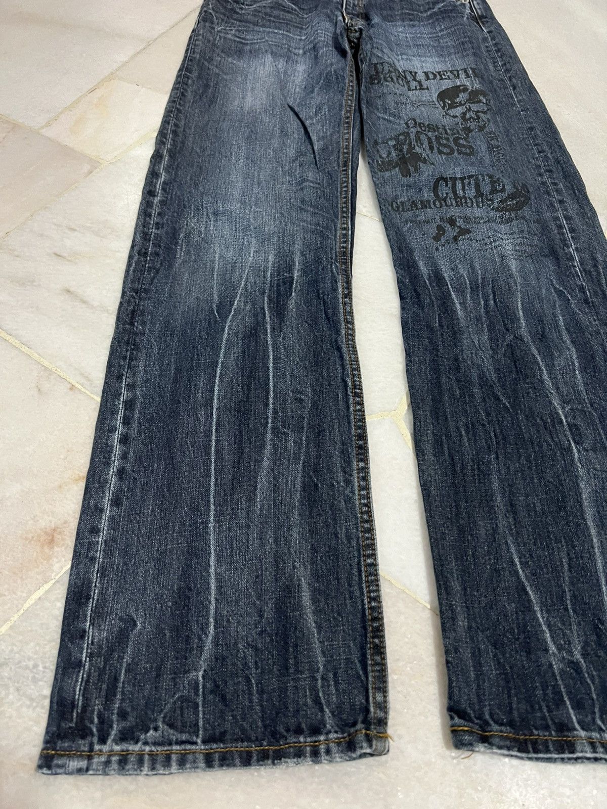 If Six Was Nine × Japanese Brand × Le Grande Bleu (L.G.B.) 🌈90’s Style Sorridere Funny Devil Skull Jeans Size US 28 / EU 44 - 5 Thumbnail