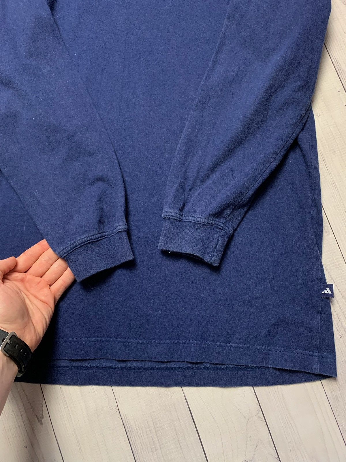Adidas Adidas vintage turtle neck long sleeve tee size L navy Size US L / EU 52-54 / 3 - 7 Thumbnail