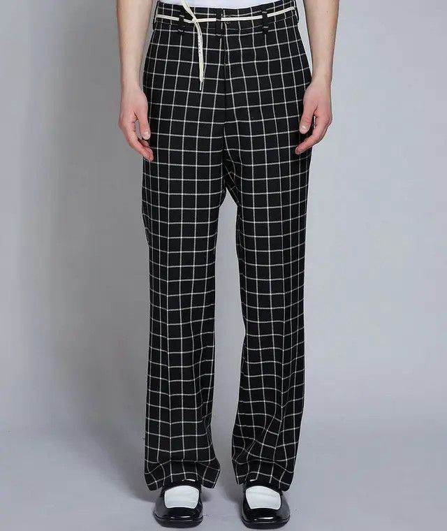 Marni o1w1db10125 Checkered Shoelace Belted Pants in Black Size US 34 / EU 50 - 2 Thumbnail