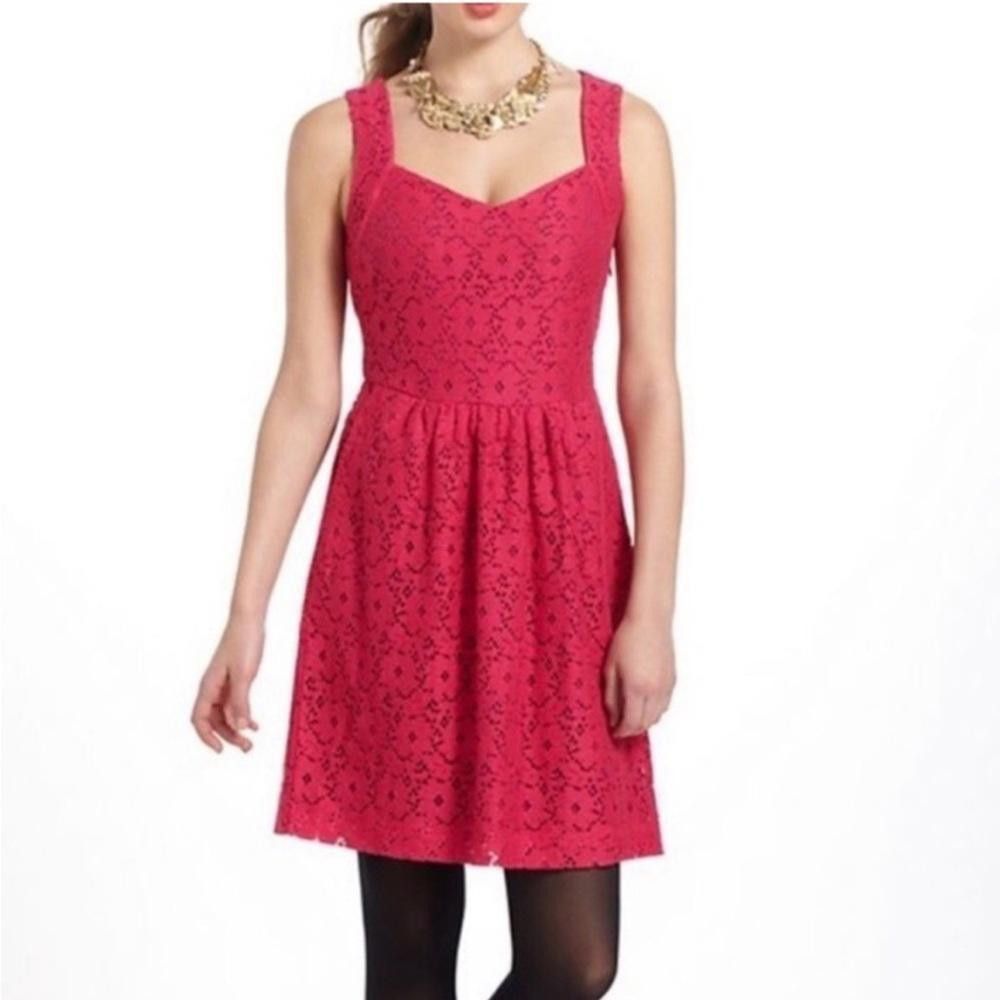 Designer Anthropologie l Deletta Red Lace Dress XS Size XS / US 0-2 / IT 36-38 - 9 Thumbnail