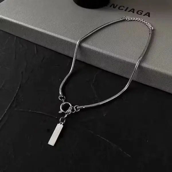 Jewelry Chrome Tag Silver Goth Snake Chain God Pendant Necklace Size ONE SIZE - 4 Thumbnail