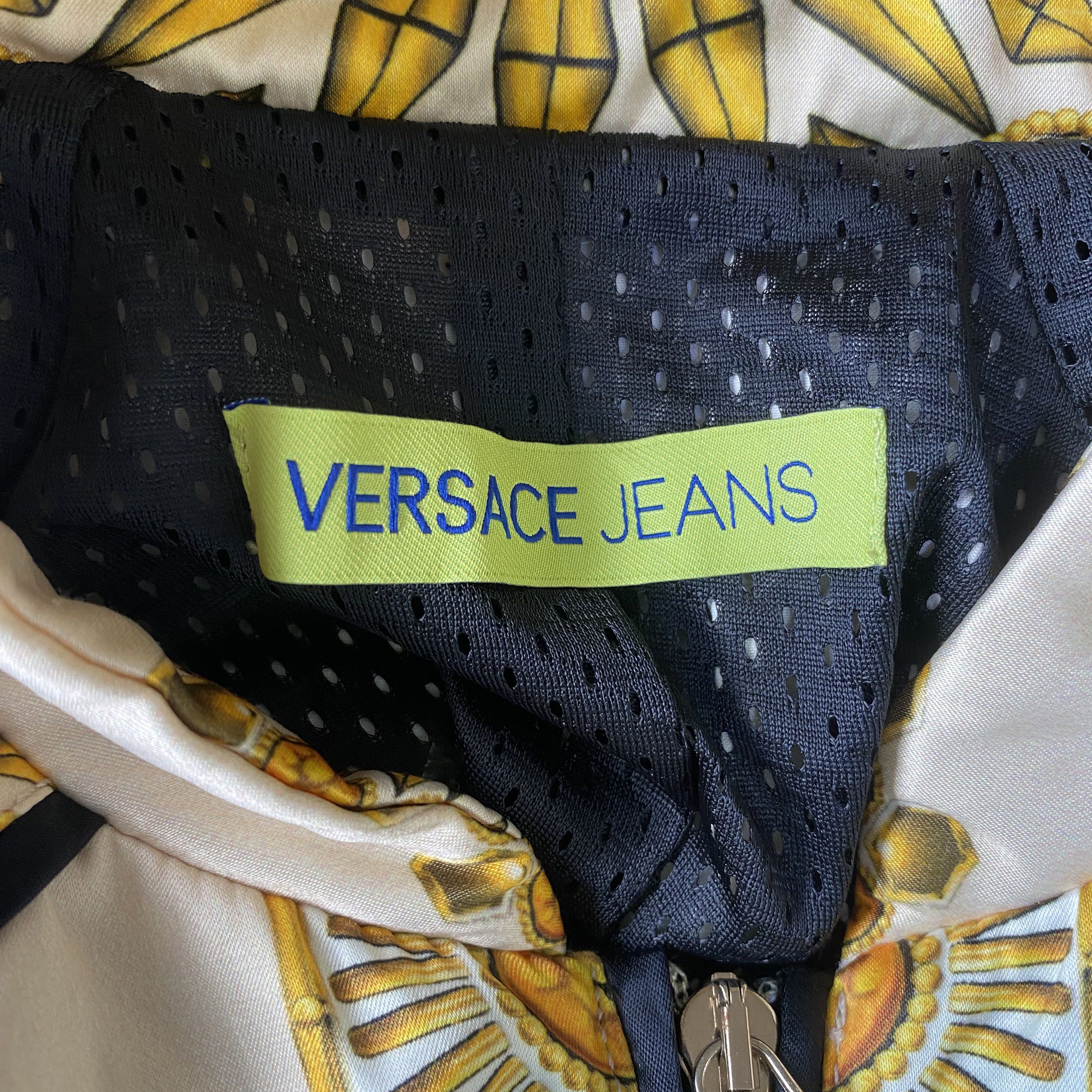 Versace White Gold Black Baroque Printed Bomber Jacket Size XS / US 0-2 / IT 36-38 - 11 Thumbnail