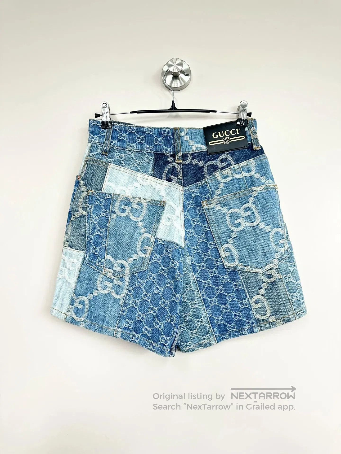 Gucci Guicci Blue Aged Patchwork Old Flower Full Print Shorts| Size 23" - 2 Thumbnail