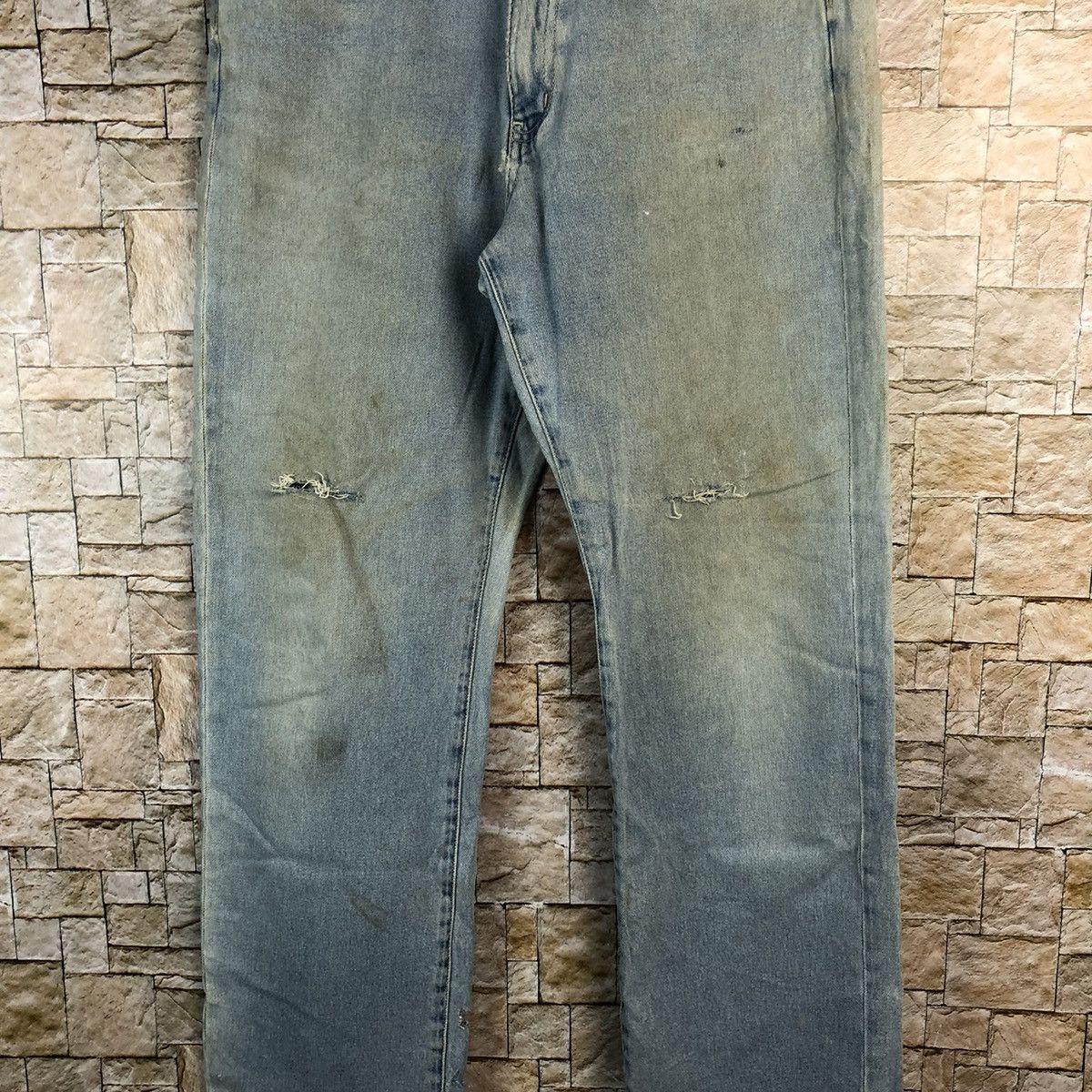 Japanese Brand Style Basic Blue Distressed vintage Denim Pants #A963 Size US 32 / EU 48 - 6 Thumbnail