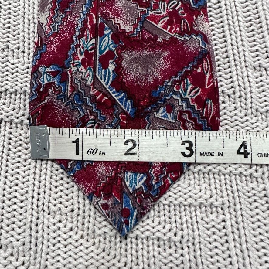 Oleg Cassini Vintage 80s Oleg Cassini red abstract silk tie Size ONE SIZE - 6 Thumbnail