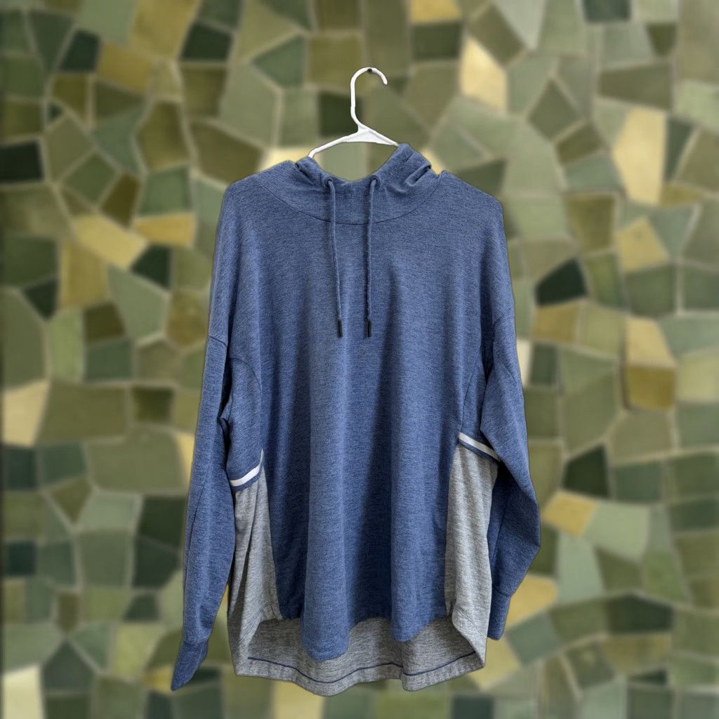 Vintage Tangerine Shirt Womens XXL Blue Gray Long Sleeve Hooded High Neck Pullover Casual Solid Knit Shirt Womens Mens? Size XXL / US 16-18 / IT 52-54 - 1 Thumbnail