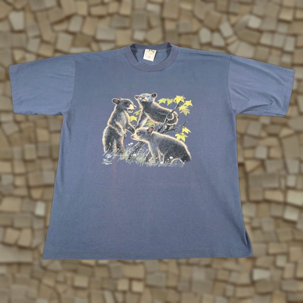 Vintage VINTAGE Bear Cub Shirt Adult EXTRA LARGE Blue Nature Diversity Art USA Made Y2K Size US XL / EU 56 / 4 - 1 Thumbnail