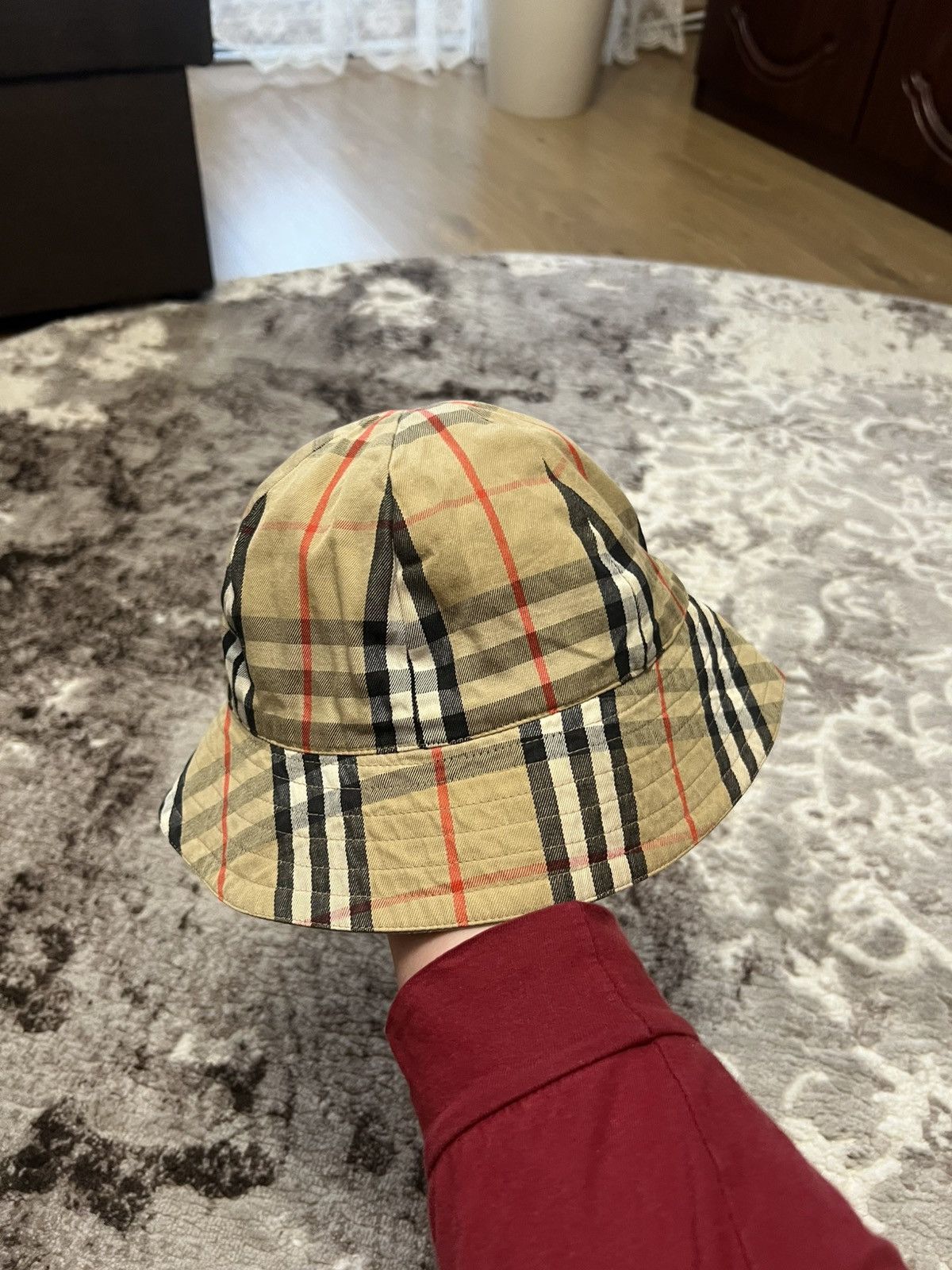 Burberry Burberry Vintage Nova Check Reversible Panama Hat Size ONE SIZE - 1 Thumbnail