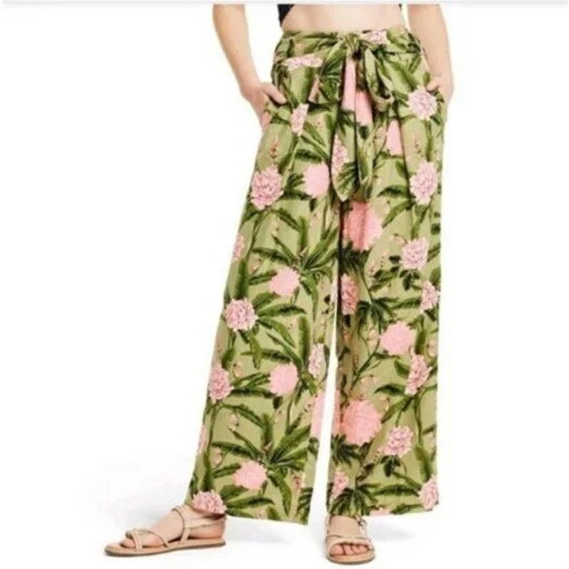 Agua Bendita X Target Wide Pants Peony Floral Tie Linen XXL