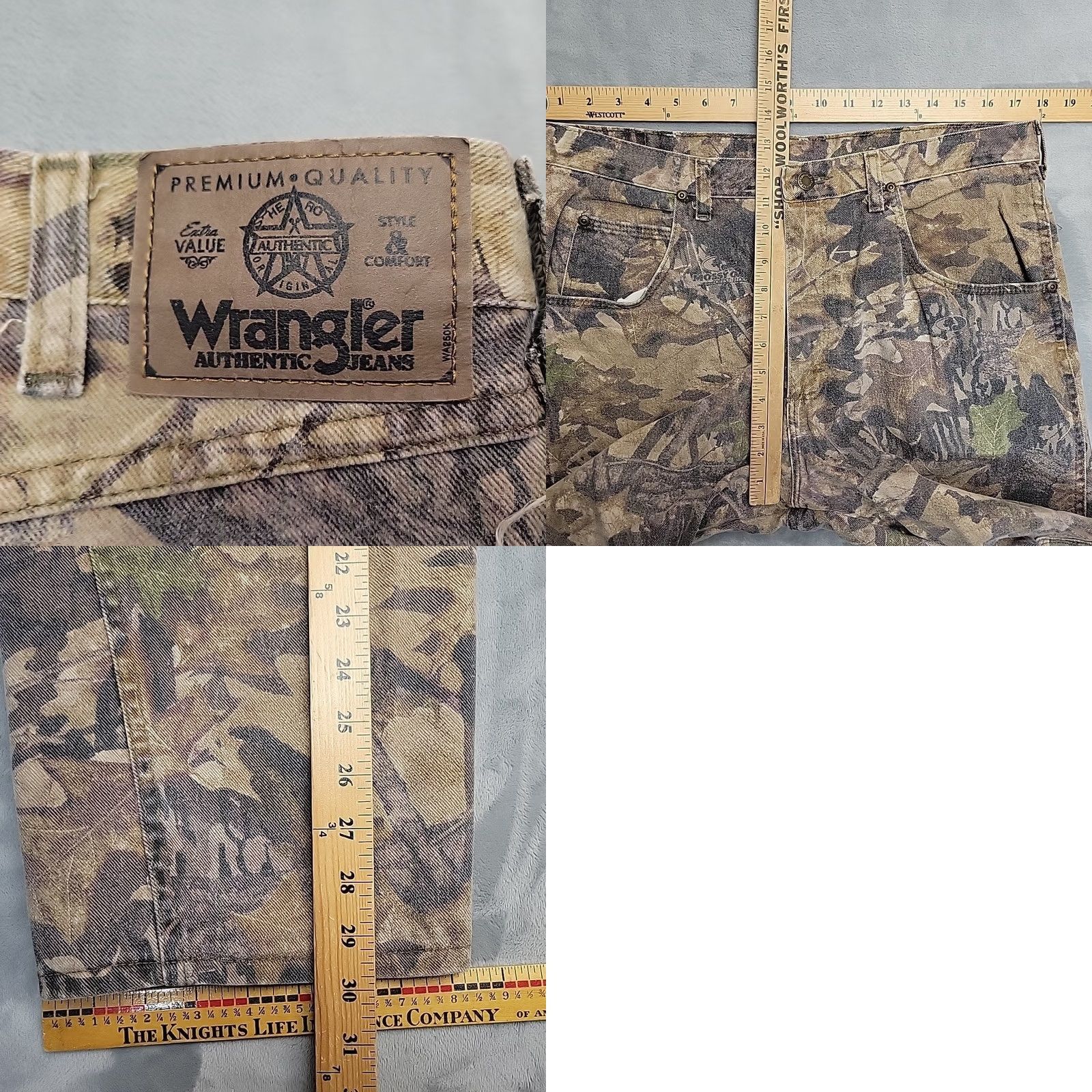 Wrangler VTG Wrangler Camouflage Jeans Mens 36x30 Brown Mossy Oak Forest Floor Double Knee Pant Size US 36 / EU 52 - 8 Thumbnail