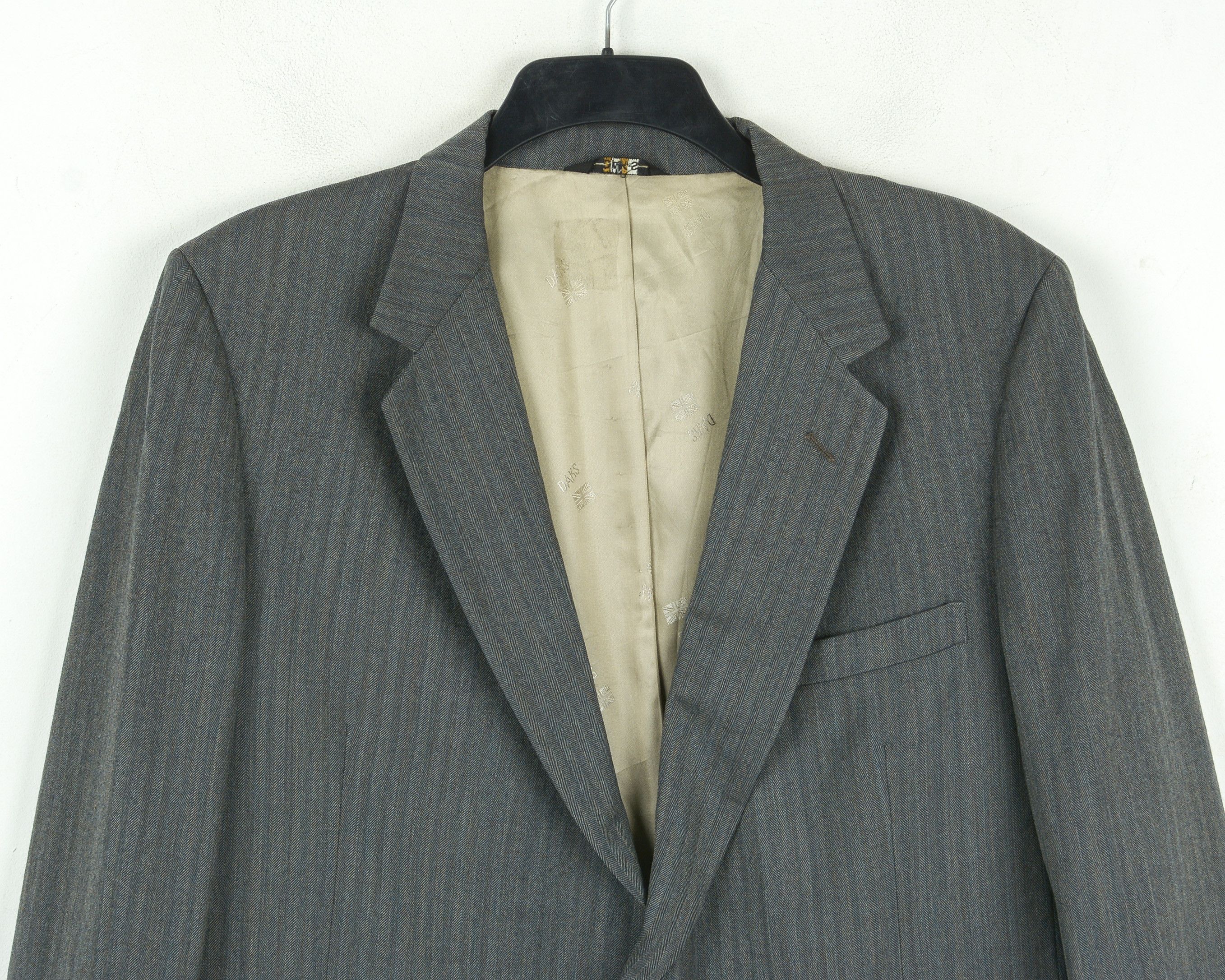 DAKS L Virgin Wool Suit Jacket Herringbone Tweed Sport Coat Size 42R - 7 Thumbnail