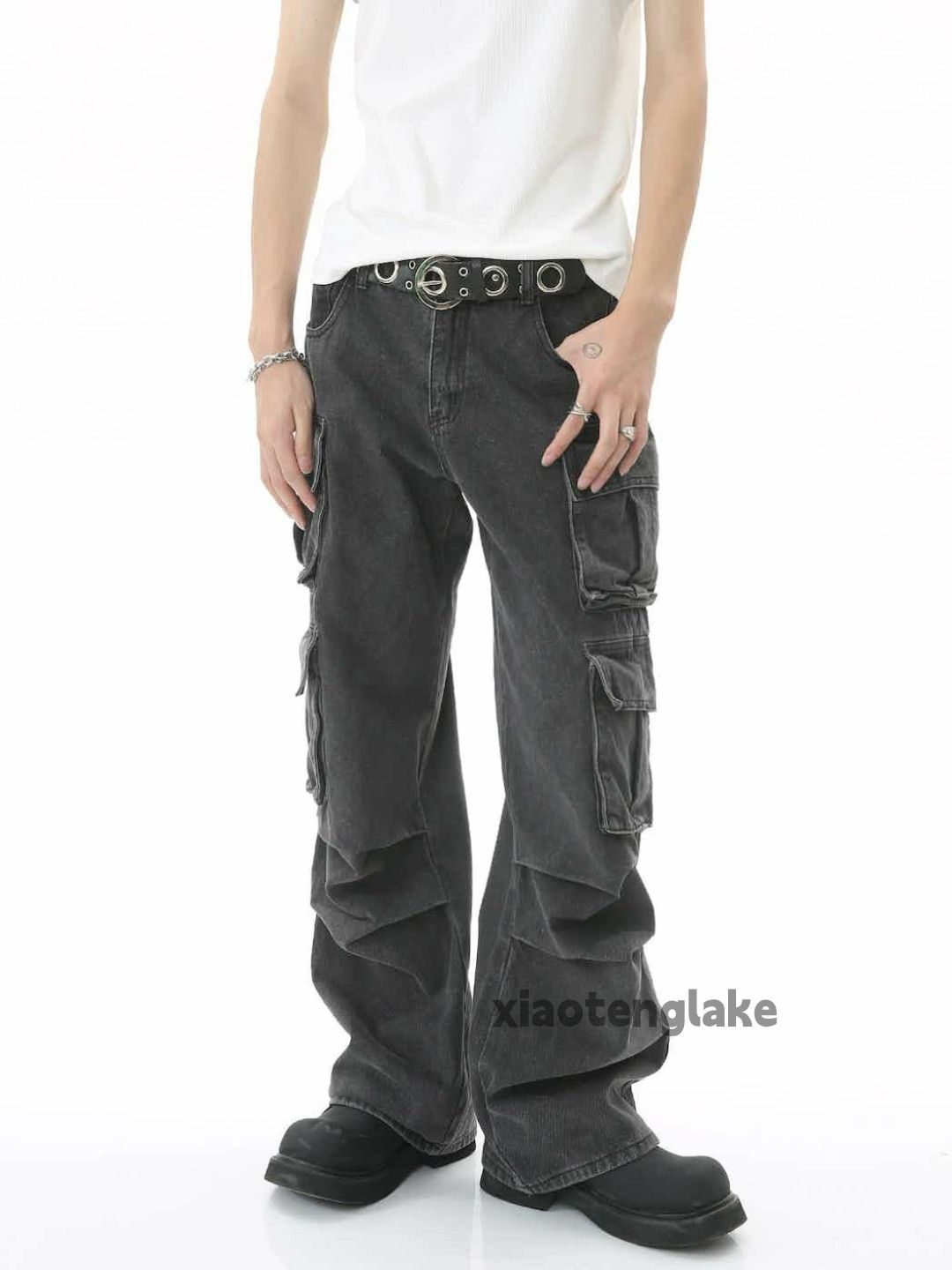 Designer × Jean × Vintage Unisex washed faded loose baggy hiphop cargo jeans Size US 32 / EU 48 - 5 Thumbnail