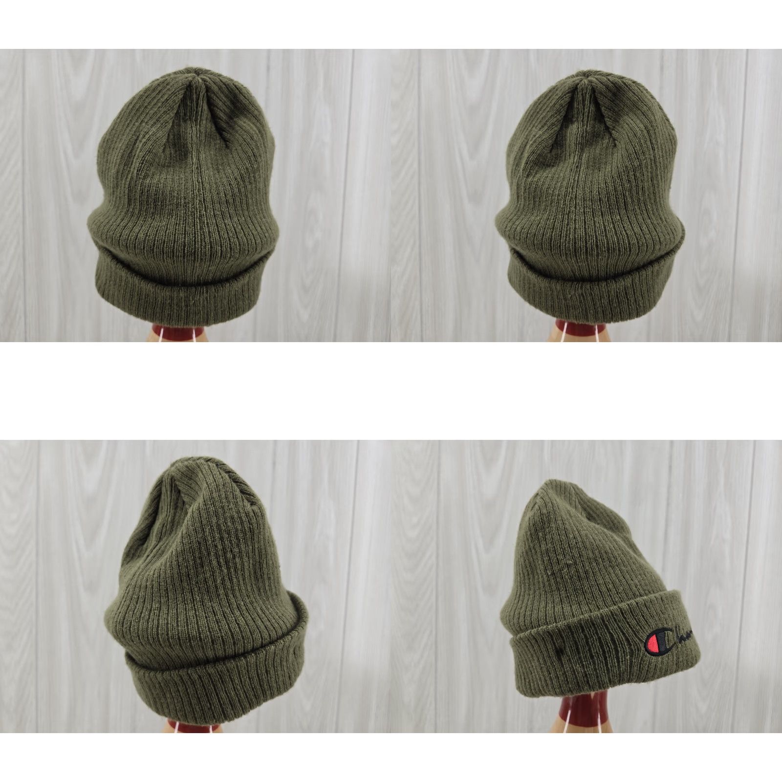 Champion Champion Beanie Cap Spelled Out Army Green Cuff One Size Fits Most Beanie Unisex Adults Winter Lightweight Stretch Knit Acrylic Size ONE SIZE - 8 Thumbnail