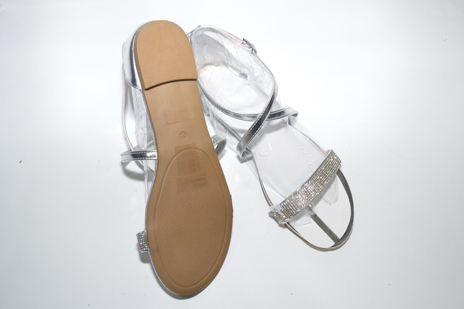 Designer Silver Rhinestone Strap Sandals, Size 11 Size US 11 / IT 41 - 4 Thumbnail