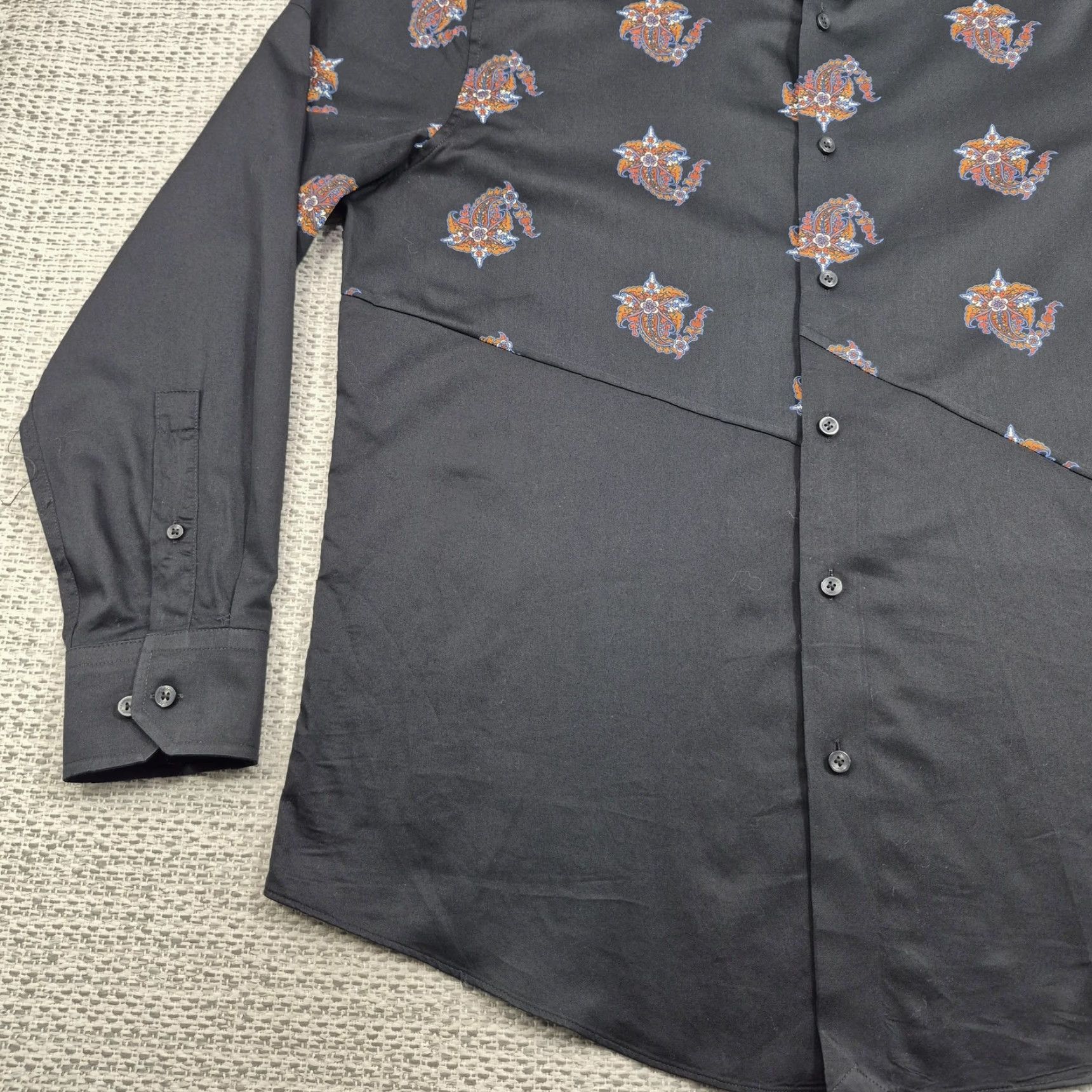 Murano Murano Button Up Shirt Mens Large Black Paisley Long Sleeve Cotton Colorblock Size US L / EU 52-54 / 3 - 3 Thumbnail