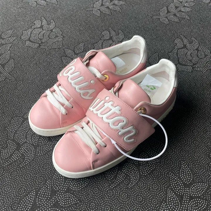 Louis Vuitton Louis Vuitton Pink Logo Velcro Sneakers for Women -2508 Size US 5 / IT 35 - 1 Thumbnail