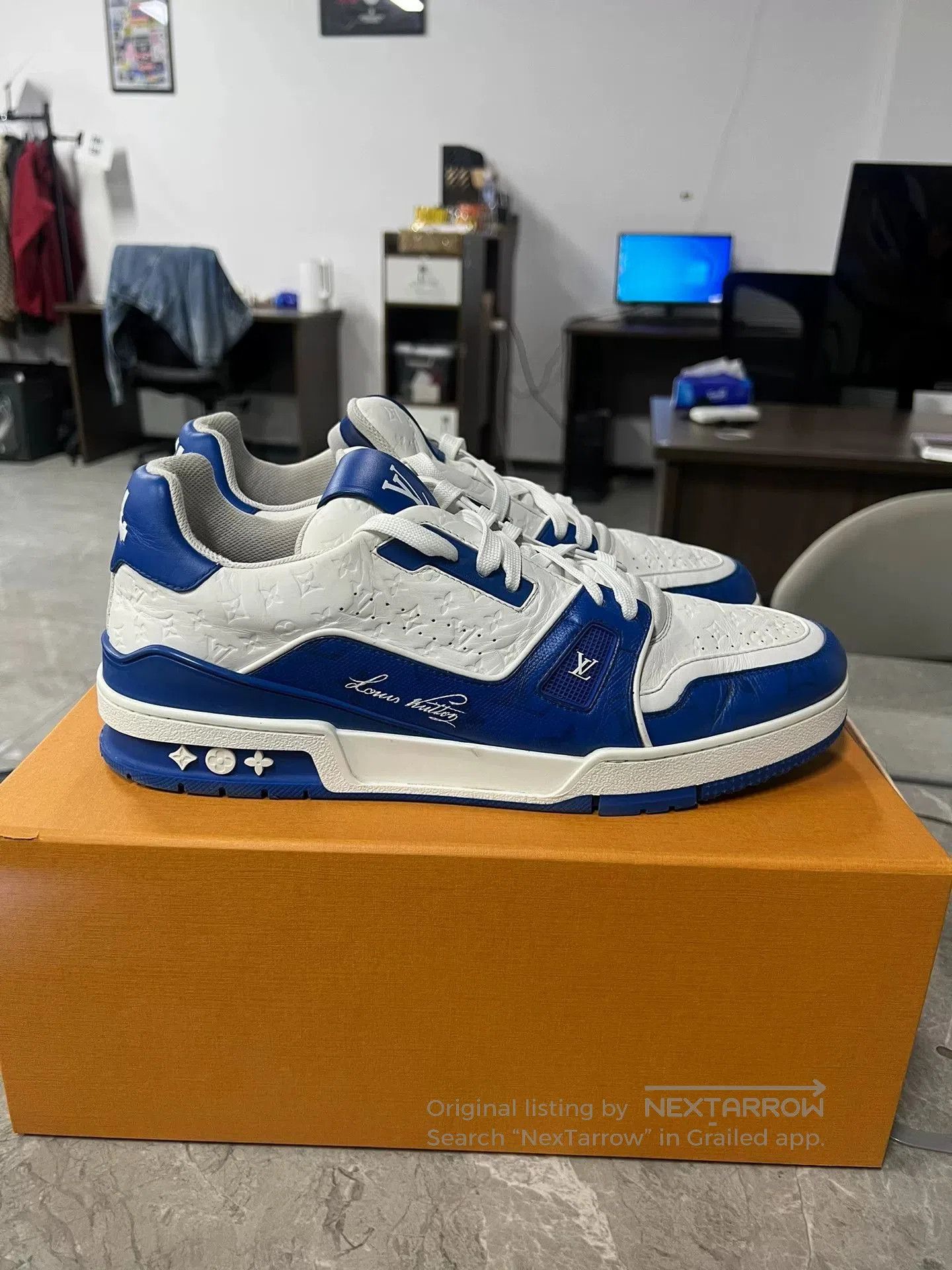 Louis Vuitton LV Trainer White Blue New Style Size 10. Size US 10 / EU 43 - 2 Thumbnail