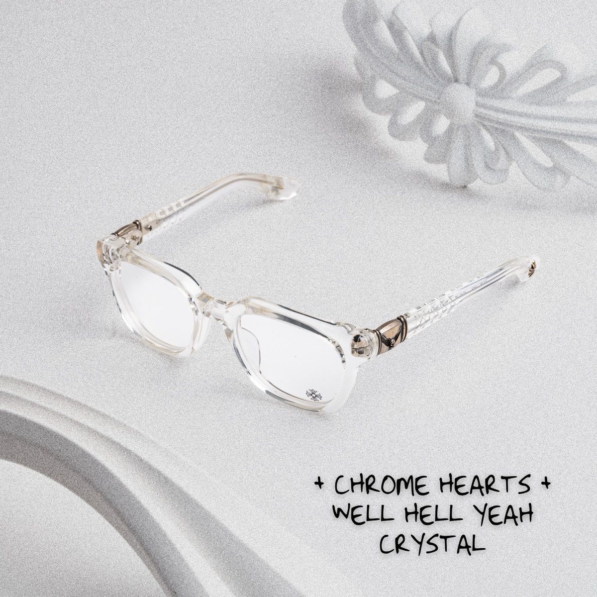 CHROME HEARTS WELL HELL YEAH CRYSTAL GLASSES