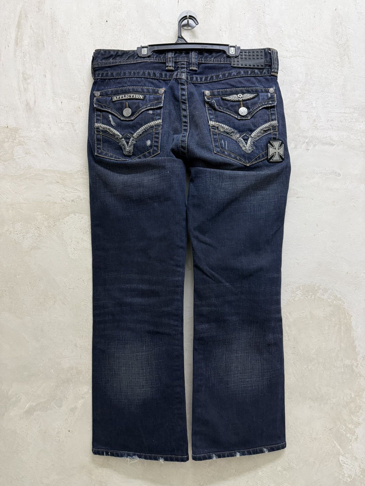 Affliction Distressed Affliction Cross Patches Baggy Grunge y2k Jeans Size US 36 / EU 52 - 2 Thumbnail