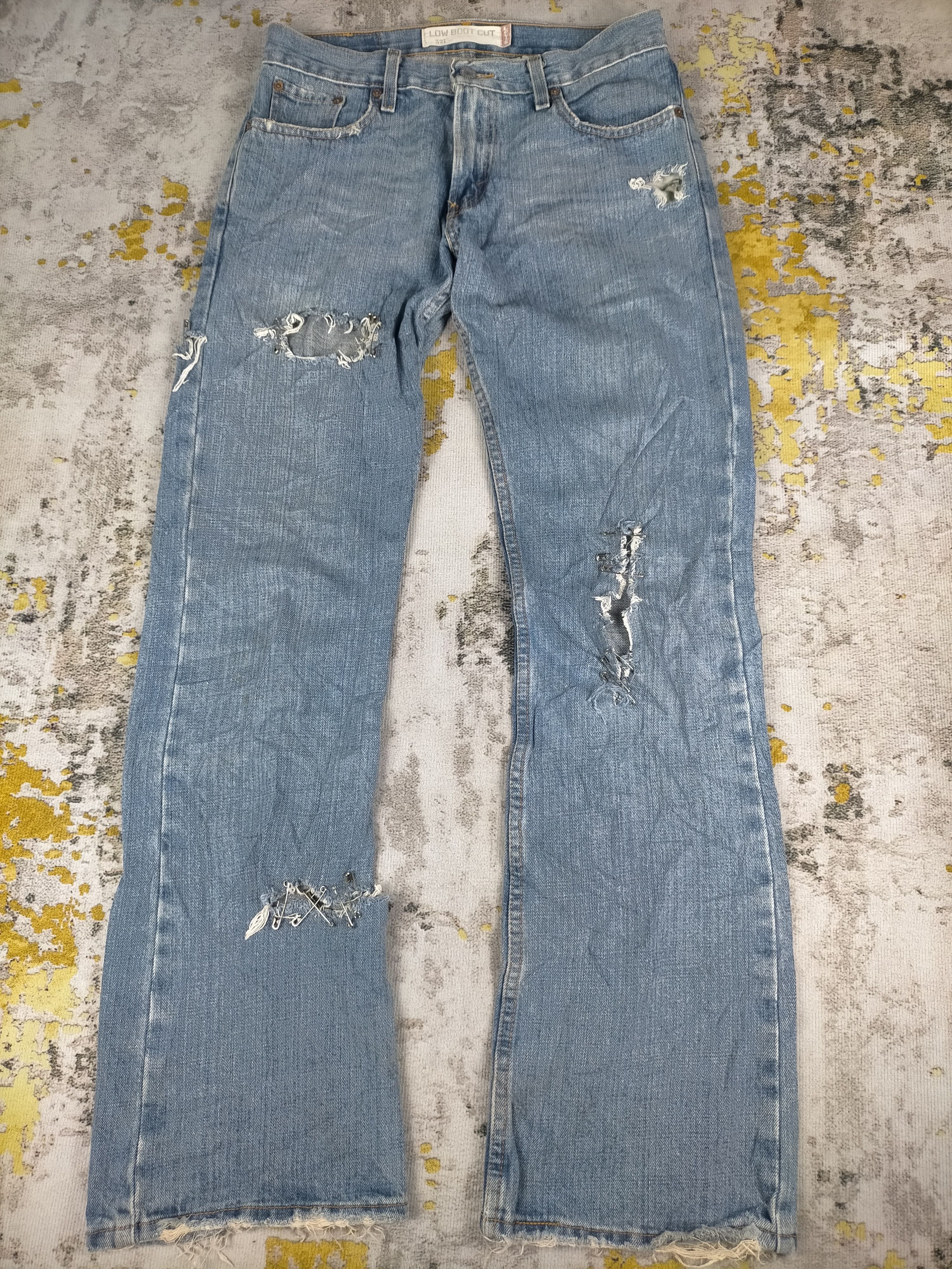 Levi's 🔥 Flared Rare Levis 527 Custom Distressed Trashed Jeans Size US 30 / EU 46 - 2 Thumbnail