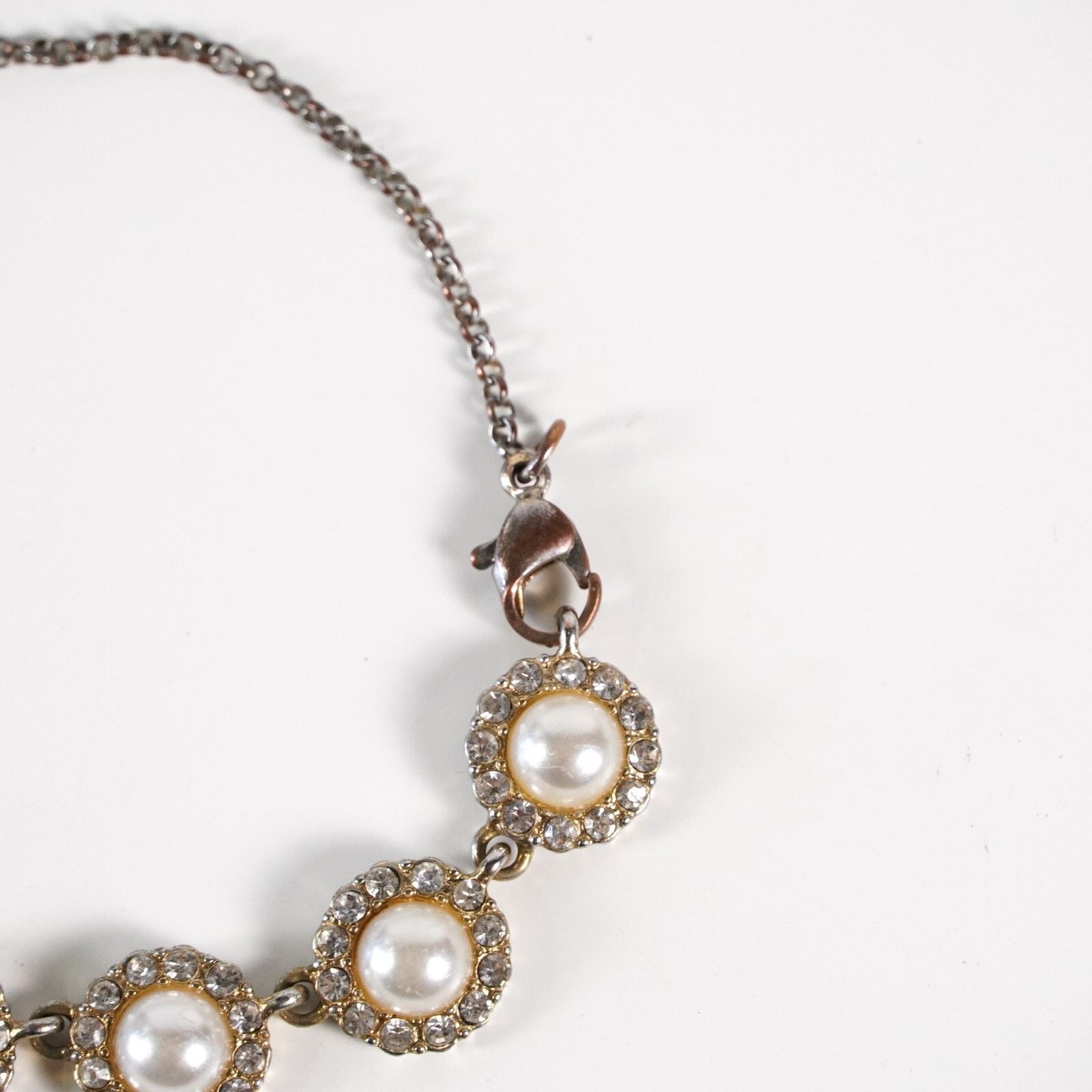 Other Faux Pearl Cubic Zirconia Gemstone Chain Bracelet Clasp Size ONE SIZE - 2 Thumbnail
