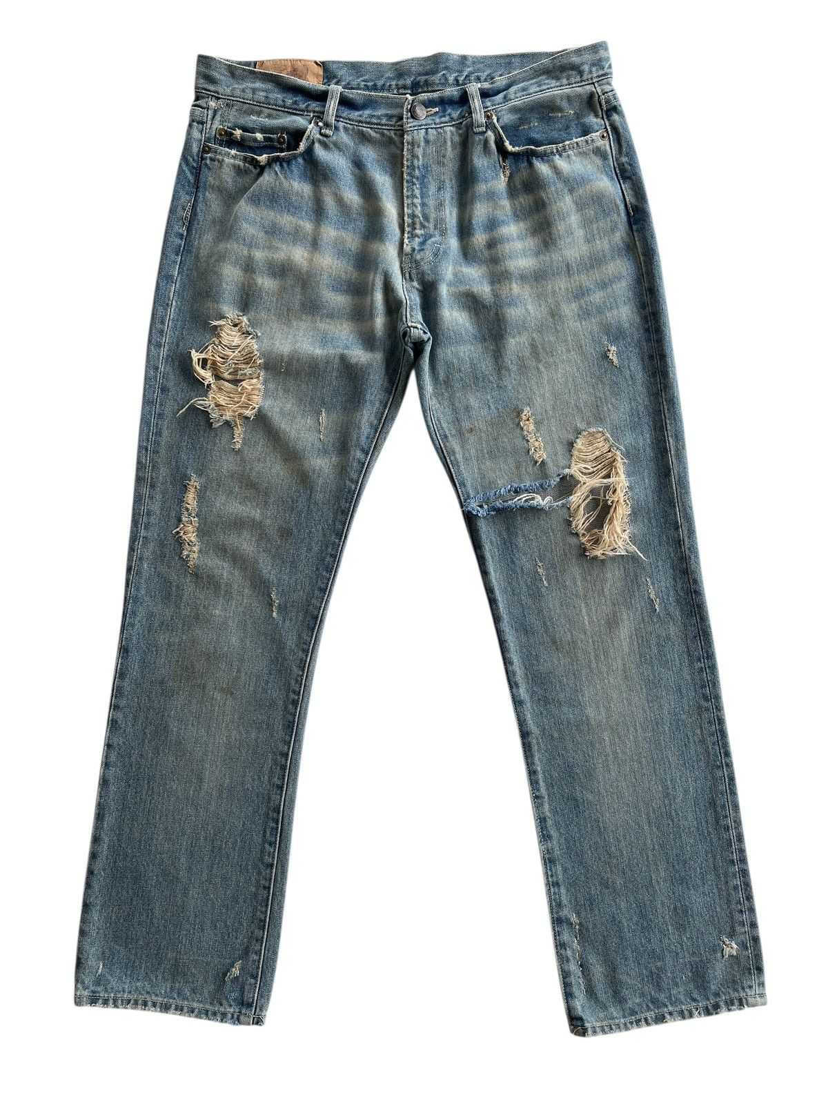 Japanese Brand Vintage Retro Girl Dirty Distressed Denim Jeans Streetwear Size 34" / US 12 / IT 48 - 2 Thumbnail