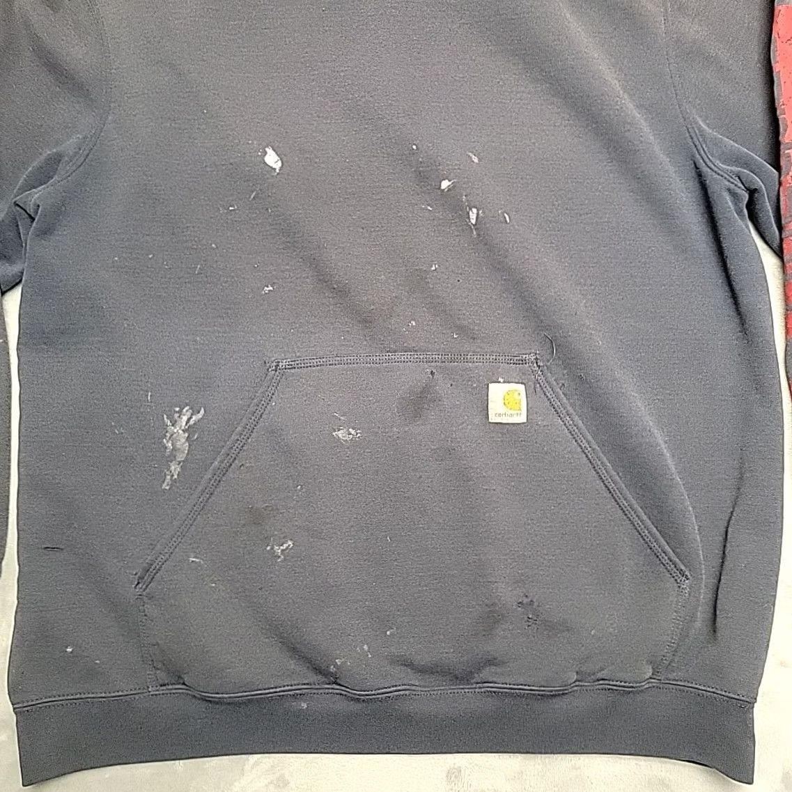 Carhartt Carhartt Hoodie Mens XL Distressed Hooded Pullover Fleece Sweatshirt Workwear Blue Cotton Blend Logo Solid Long Sleeve Pullover Mens Size US XL / EU 56 / 4 - 2 Thumbnail