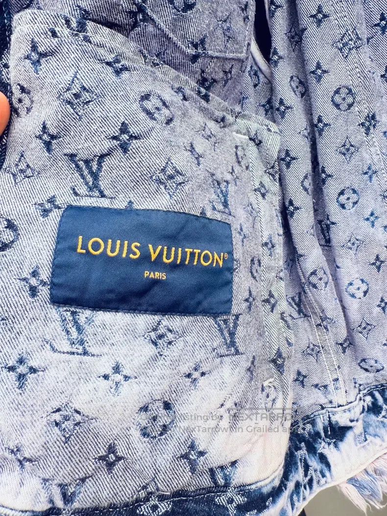 Louis Vuitton Louis Vuitton SS23 Worn Logo Jacquard Fringed Denim Jacket Size US M / EU 48-50 / 2 - 6 Thumbnail