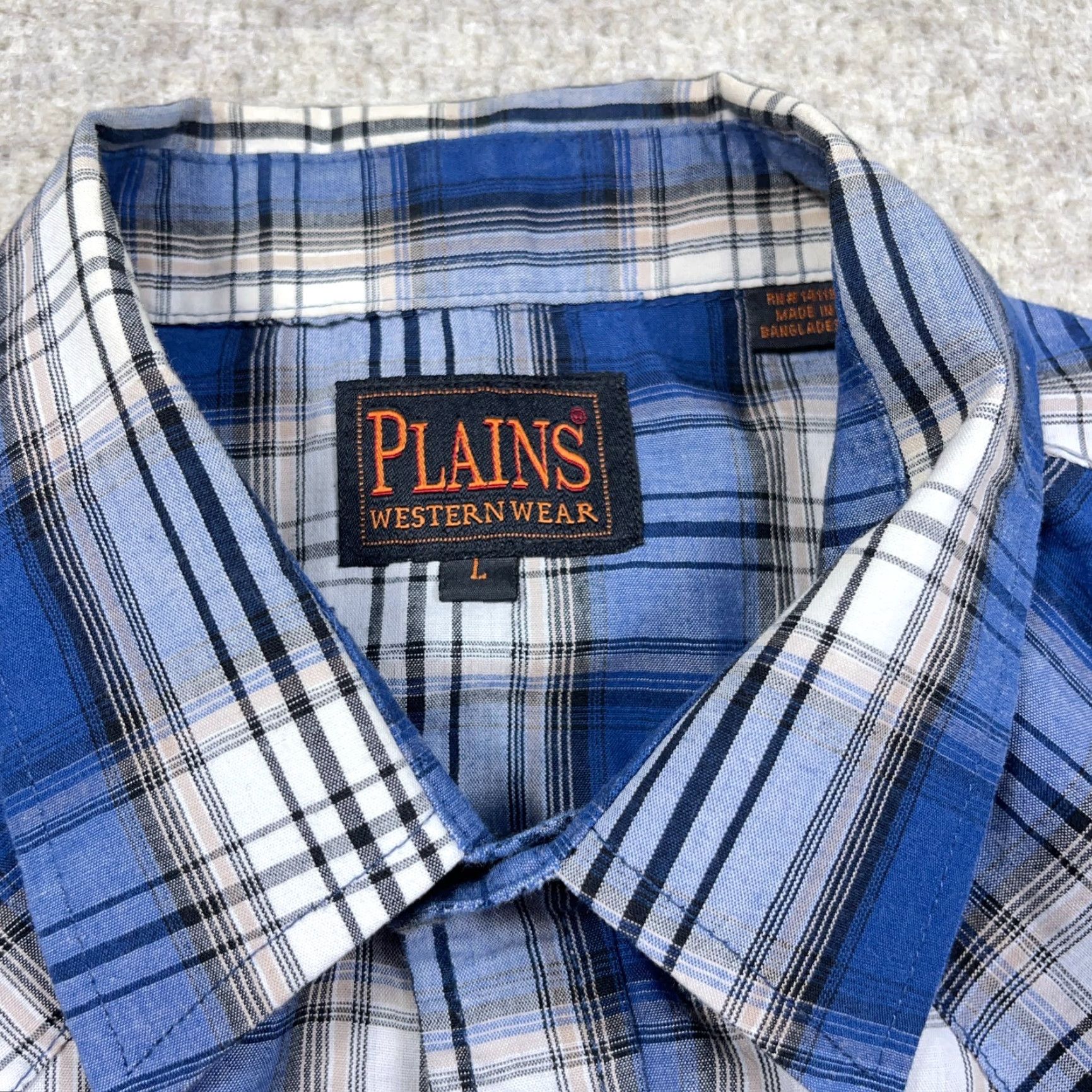 Vintage Plains Western Wear Shirt Men Large Blue Plaid Pearl Snap Button Cowboy Yoke Size US L / EU 52-54 / 3 - 4 Thumbnail