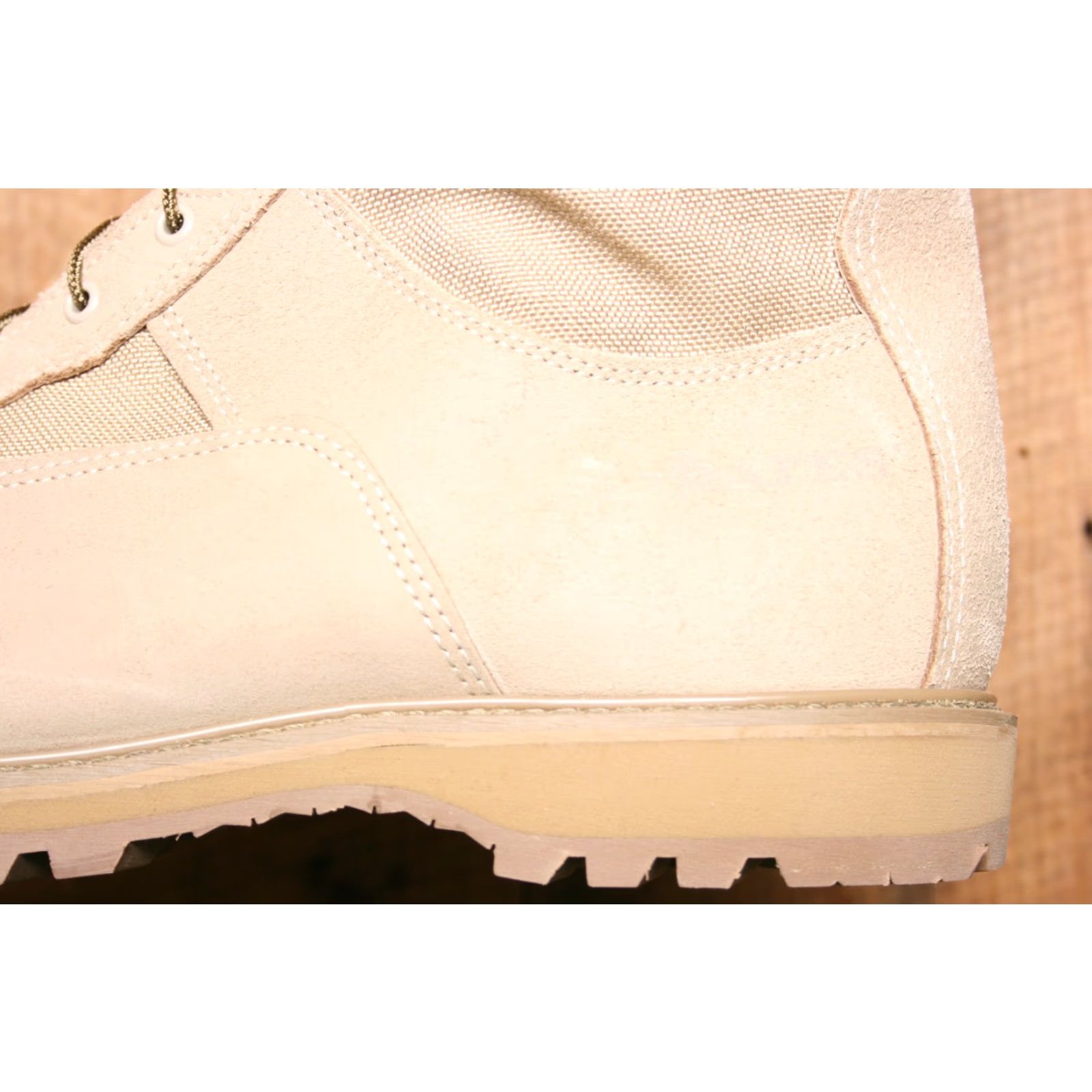 Vintage Bates Boots Mens Combat Boot Tan Suede Canvas Gore-Tex Waterproof 14 XW Vibram Sole 03-D-0321 Military Shoes Sz. 14 Leather Upper? Size US 14 / EU 47 - 6 Thumbnail