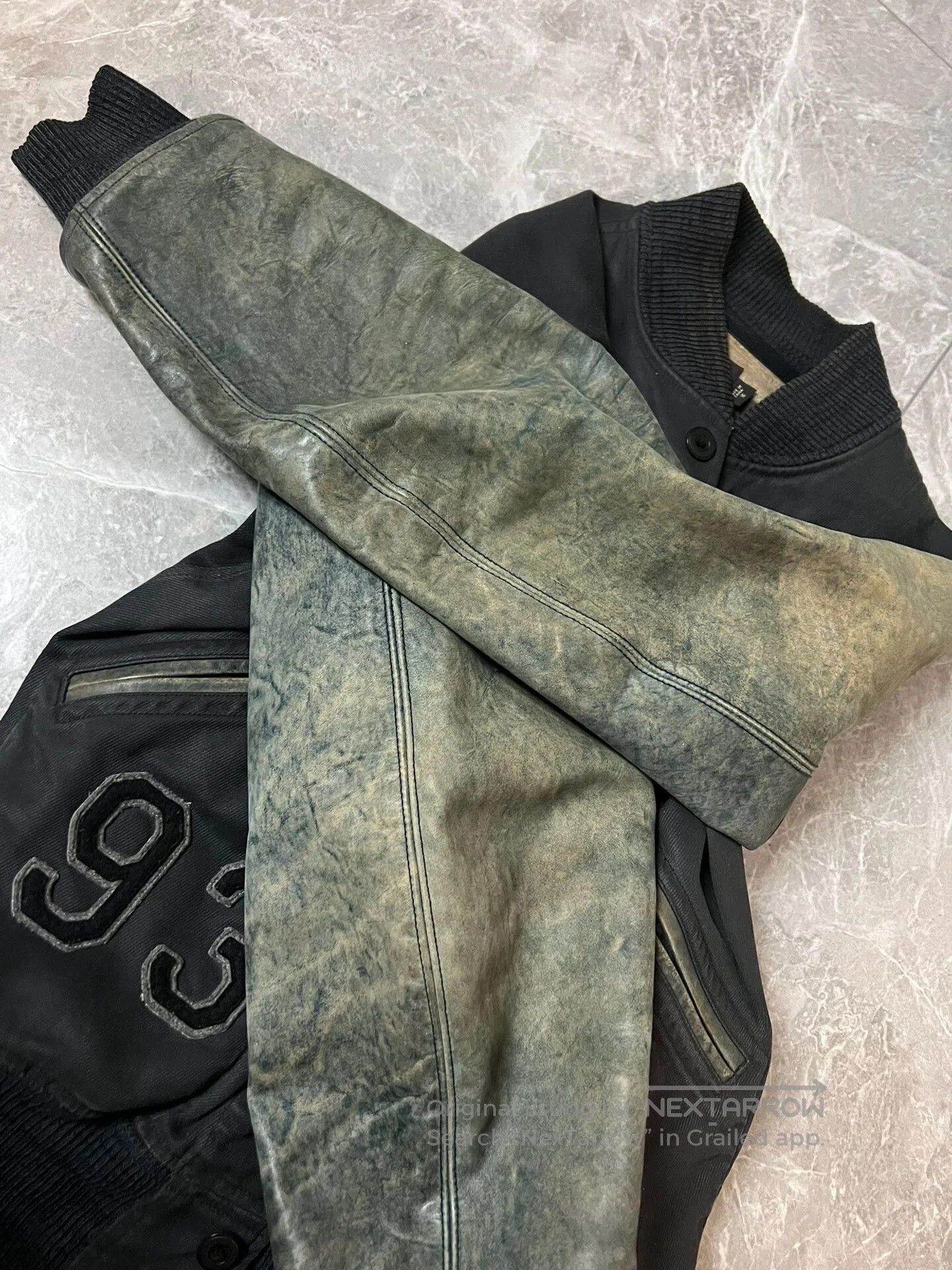 RRL Ralph Lauren RRL Blue Dye Leather Sleeve Baseball Jacket. Size US M / EU 48-50 / 2 - 5 Thumbnail