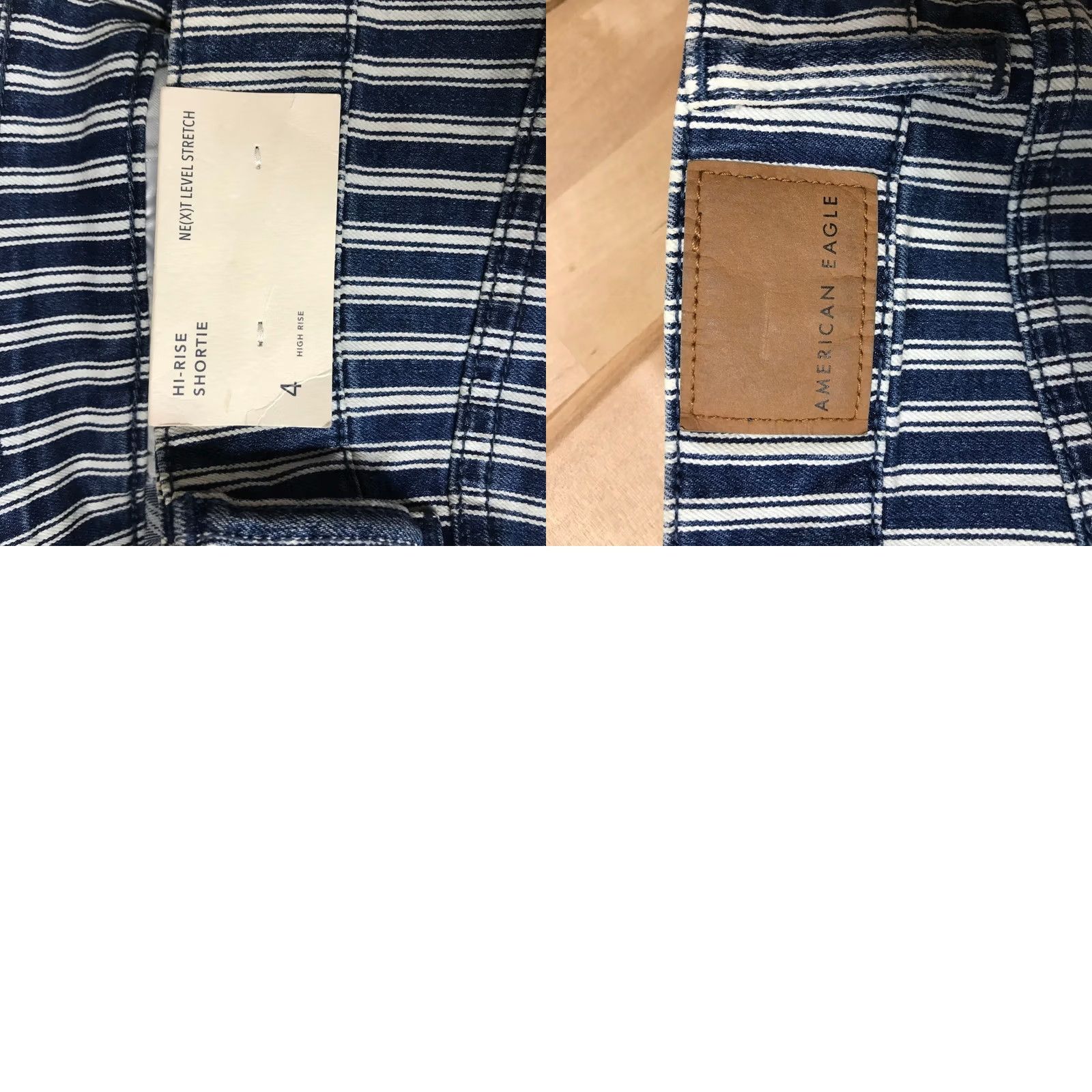 American Eagle Outfitters VINTAGE? No. American Eagle Outfitters Hi Rise Shortie Striped Denim Shorts Women Size 4 Size 27" / US 4 / IT 40 - 9 Thumbnail