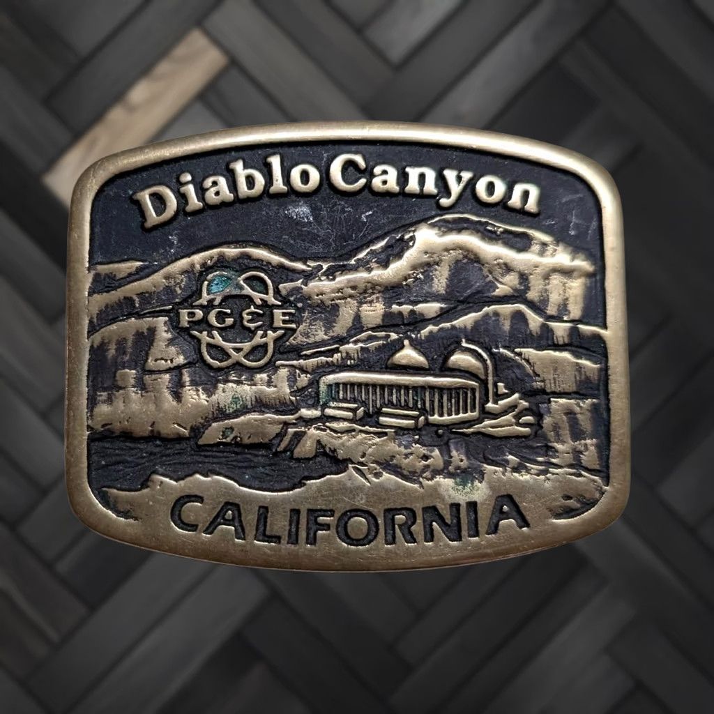 Vintage vintage DIABLO CANYON belt buckle NUCLEAR PLANT california SOLID BRASS anacortes Size ONE SIZE - 1 Thumbnail