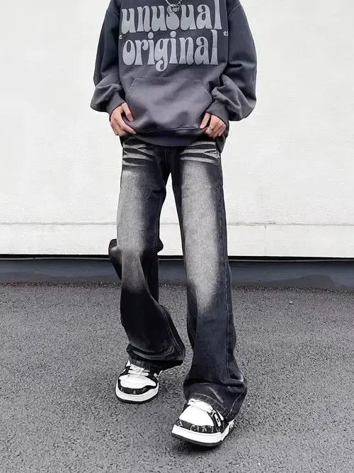 Japanese Brand Vintage washed draped straight-leg jeans Size US 32 / EU 48 - 4 Thumbnail