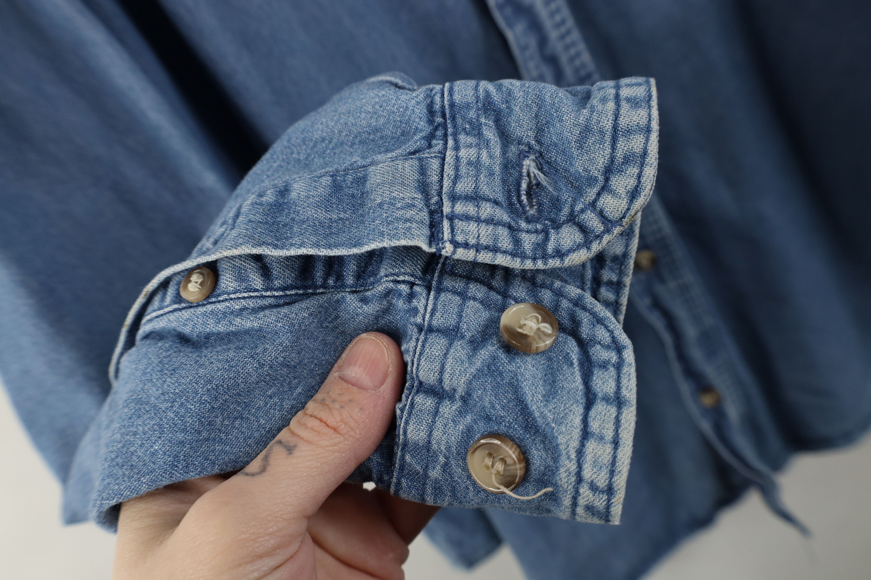 Vintage Vintage 90s Streetwear Great Land Denim Button Down Shirt Size US M / EU 48-50 / 2 - 6 Thumbnail