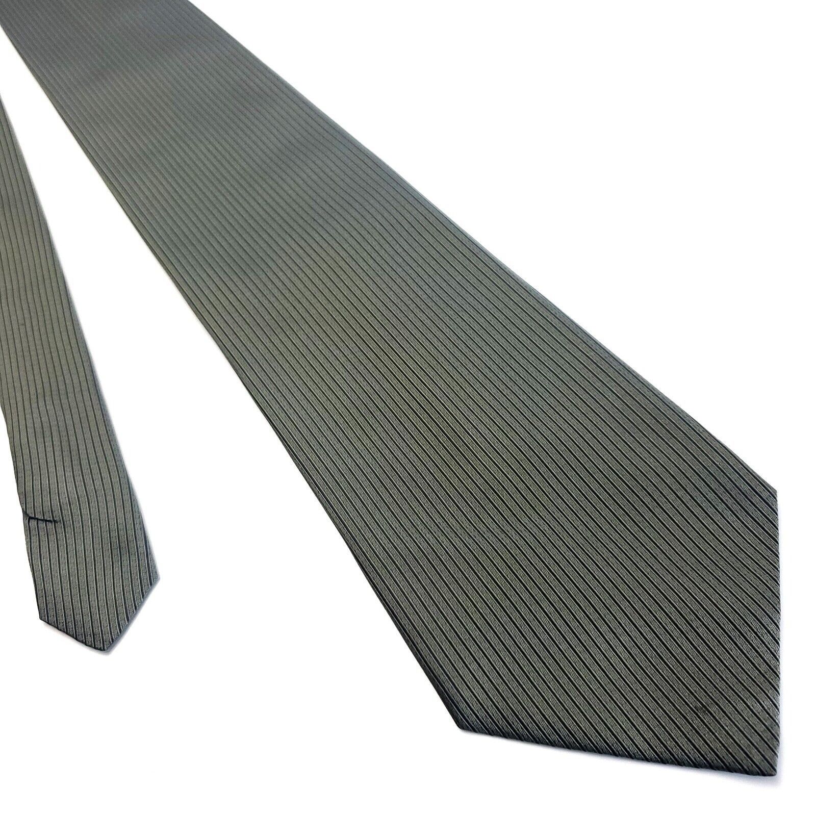 DKNY DKNY Silk Tie Woven Green Striped Wide Size ONE SIZE - 1 Thumbnail