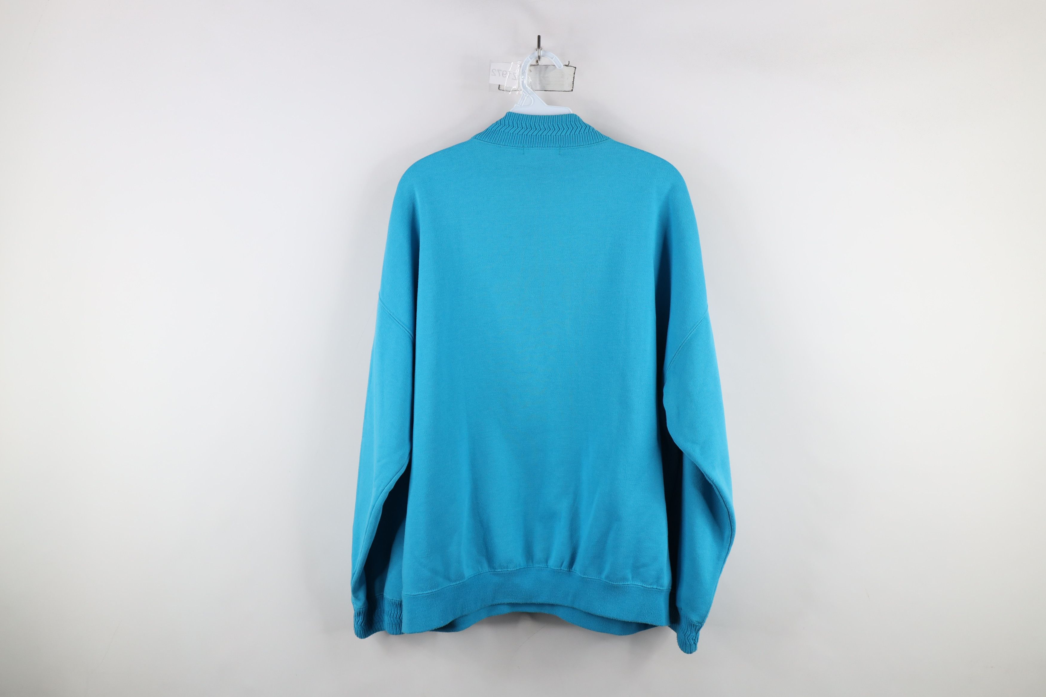 Vintage Vintage 90s Streetwear Blank Mock Neck Sweatshirt Blue Size US L / EU 52-54 / 3 - 10 Thumbnail