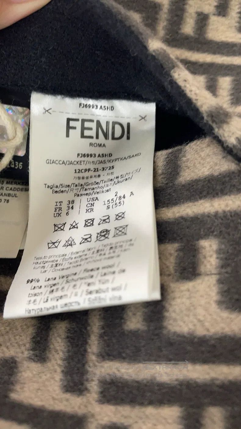 Fendi Fendi Black reversible fully printed wool jacket coat Size XXS / US 00 / IT 34 - 4 Thumbnail