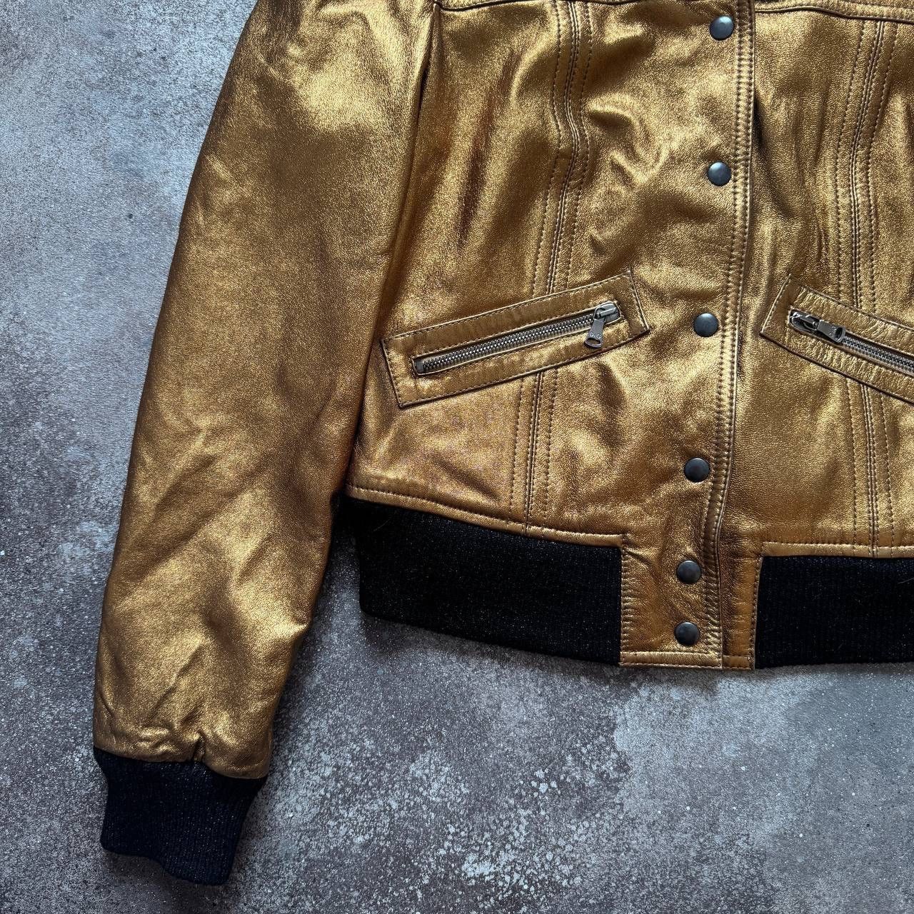 Dolce & Gabbana Dolce & Gabbana Vintage Y2K Glam Rock Gold Leather Jacket Size M / US 6-8 / IT 42-44 - 7 Thumbnail
