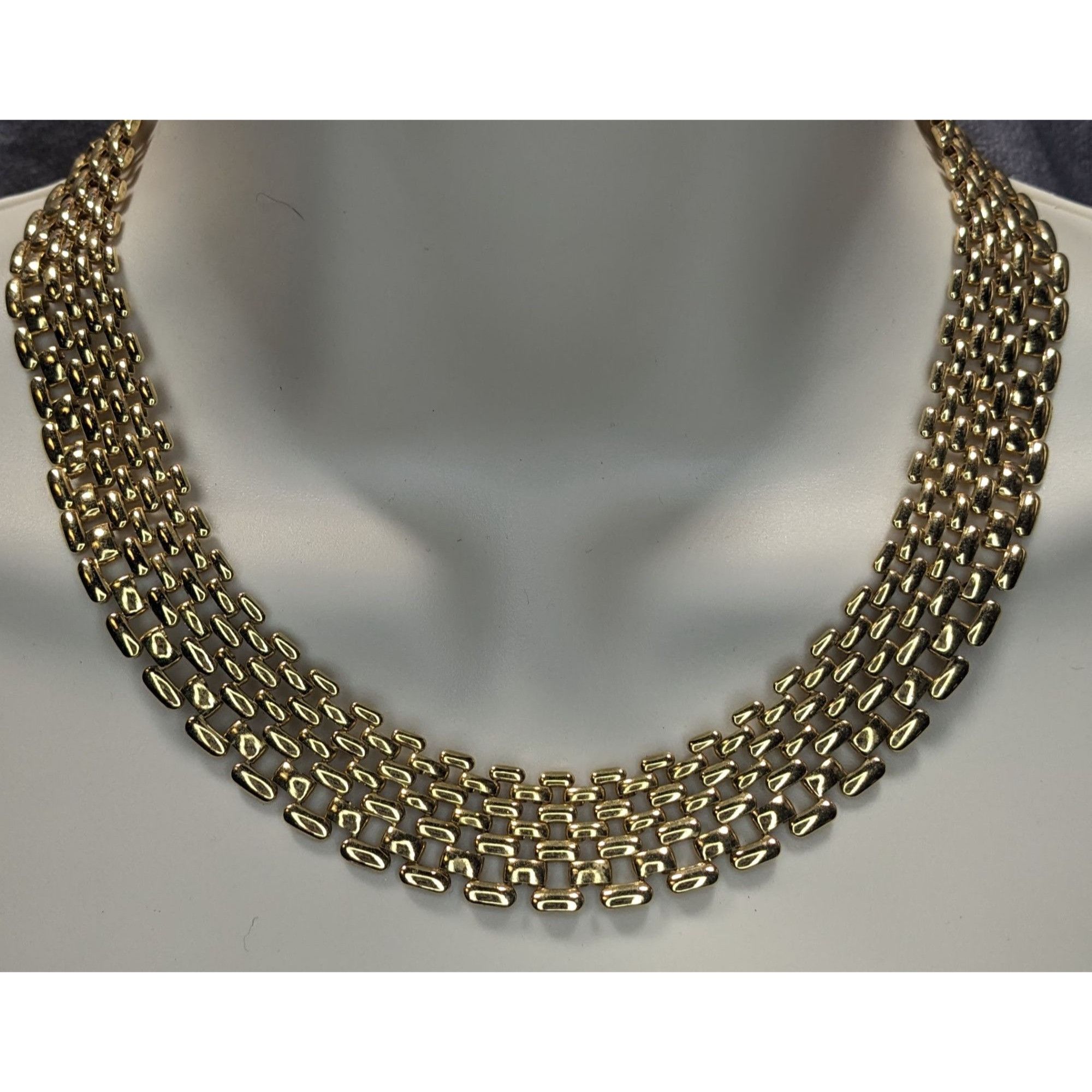 Other Vintage Elegant Panther Link Gold-Tone Choker Necklace With Size ONE SIZE - 1 Thumbnail