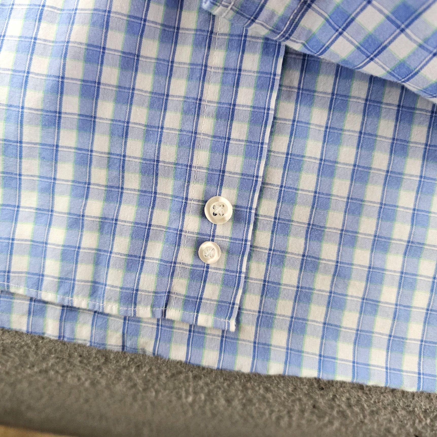 Stafford Stafford Dress Shirt Men’s Size 16 Regular Blue Check Broadcloth Long Sleeve Button Collared Non-Iron Wrinkle Resistant Size 42R - 6 Thumbnail