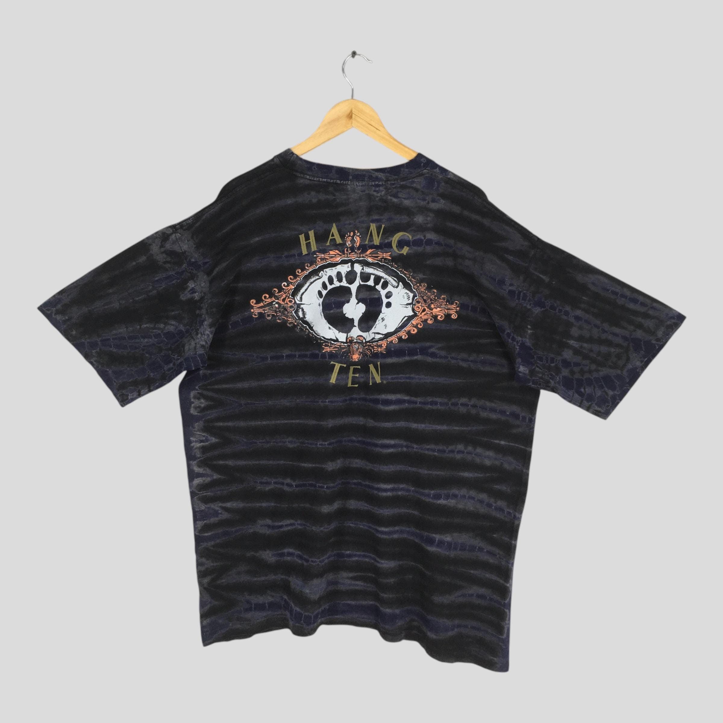 Hang Ten Vintage 90s Hang Ten Tie Dye Black T shirt 2XLarge Size US XXL / EU 58 / 5 - 1 Thumbnail