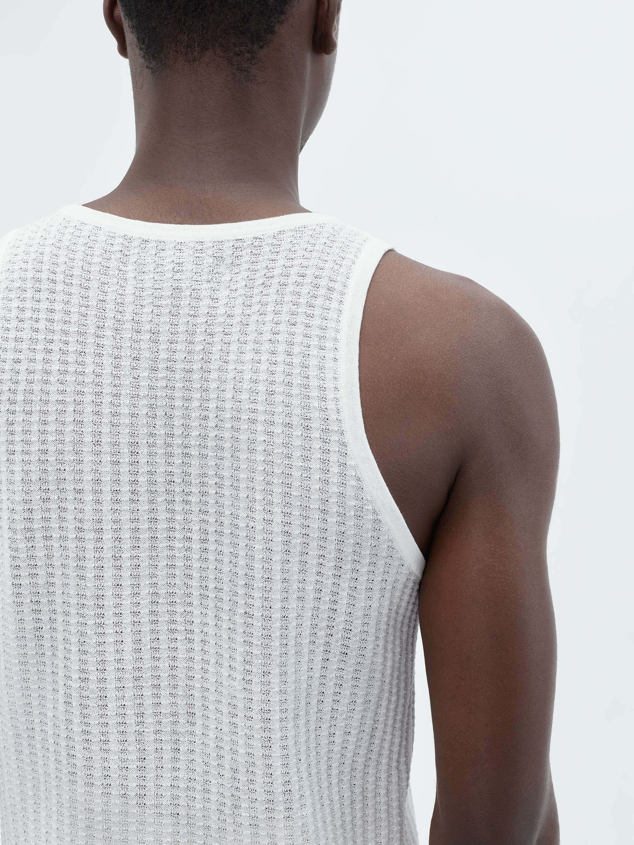 Amiri o1s1wg110525 Waffle Stitch Tank Top in White Size US M / EU 48-50 / 2 - 7 Thumbnail