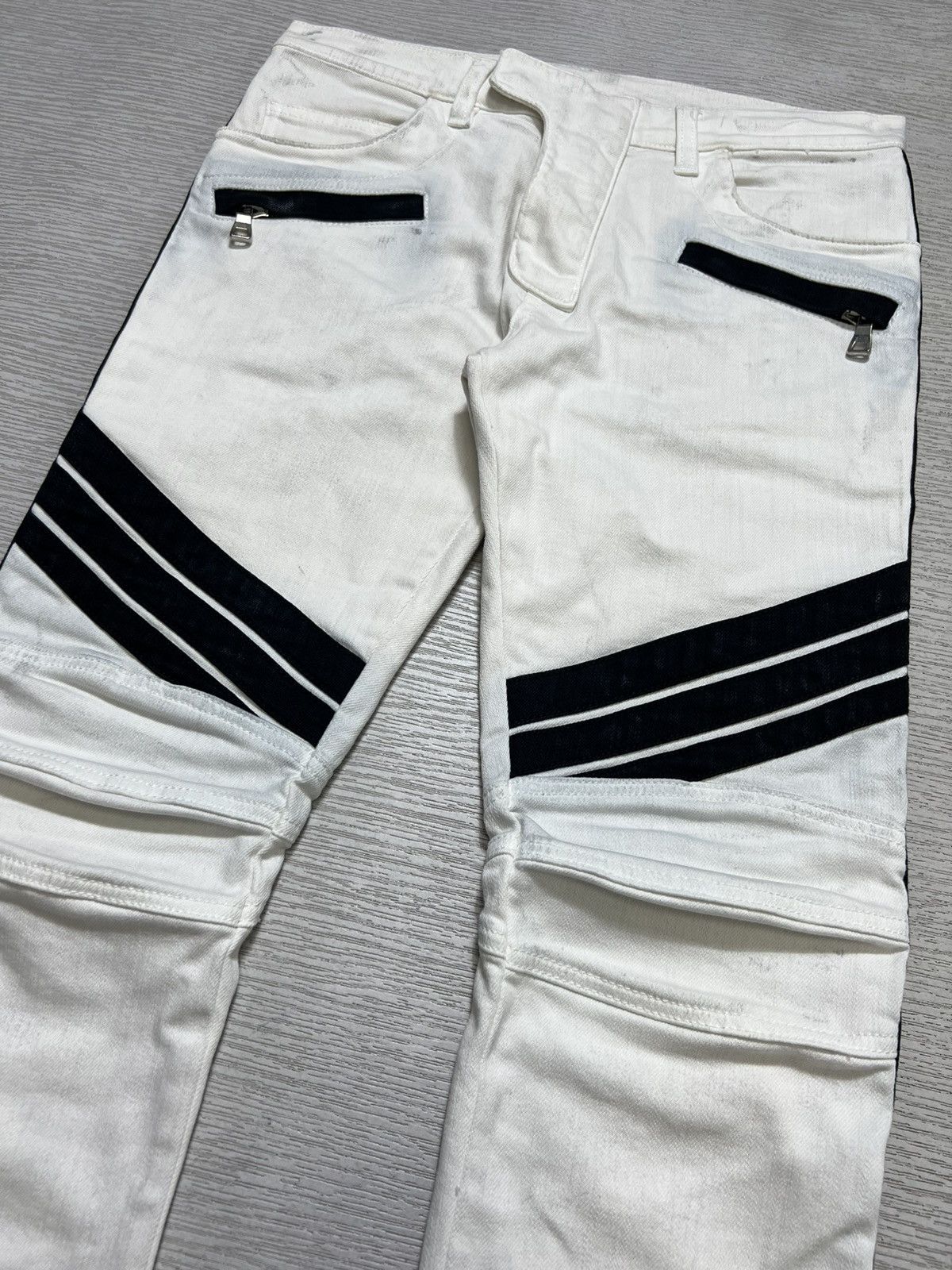 Balmain Balmain - S/S 15’ - White/Black Biker Jeans Size US 29 - 7 Thumbnail