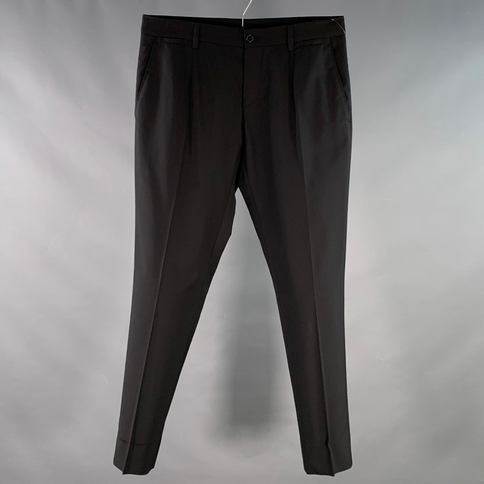 Dolce & Gabbana DOLCE & GABBANA Size 30 Black Wool Blend Zip Fly Dress Pants Size US 30 / EU 46 - 1 Thumbnail