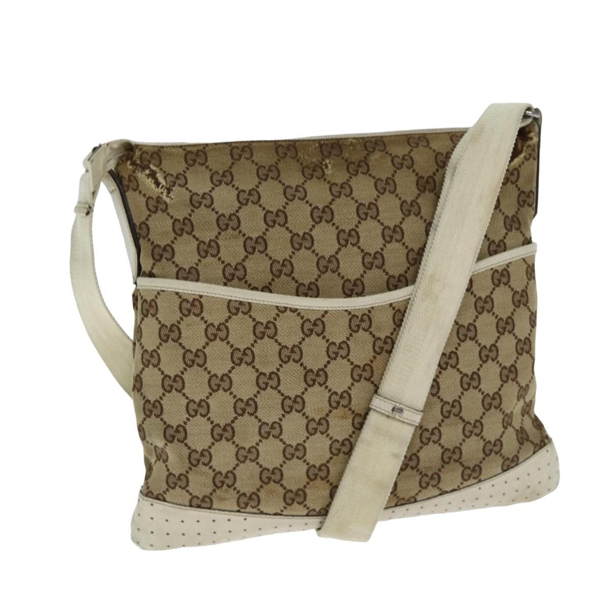 Gucci GG Canvas Shoulder Bag Beige White, Women's