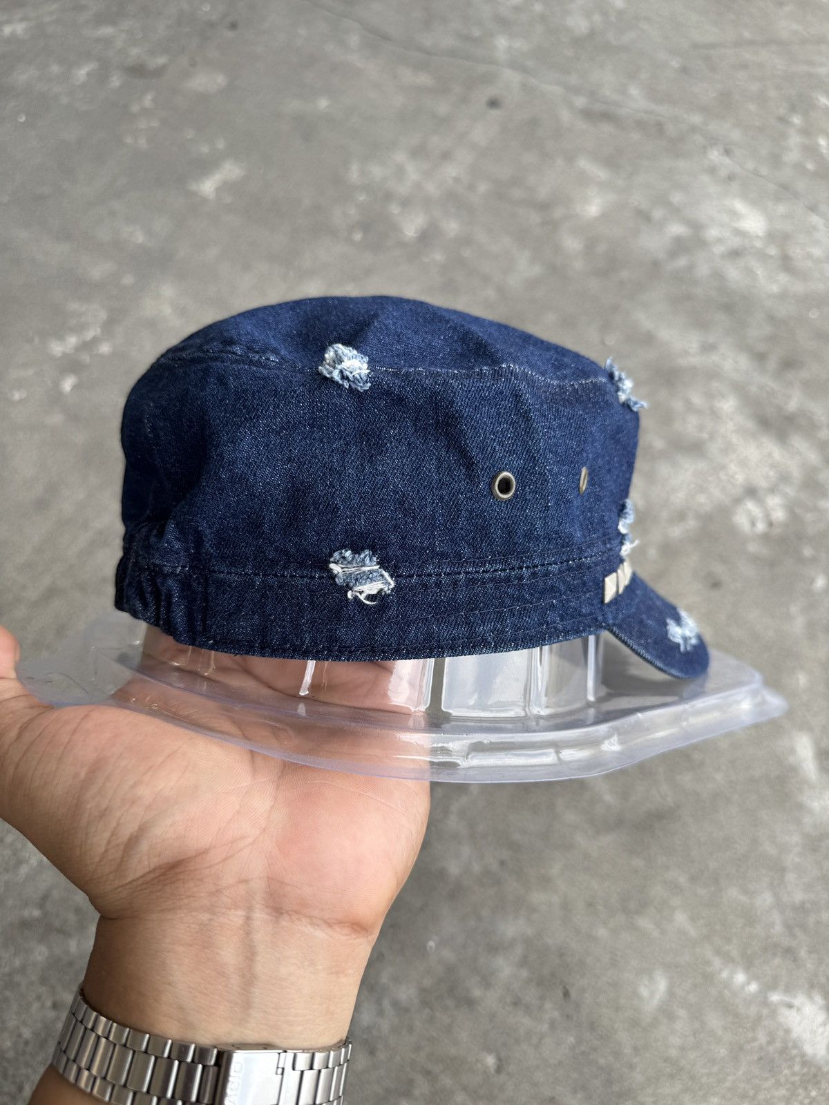 Japanese Brand Distressed Studded Commando Cadet Hat Size ONE SIZE - 5 Thumbnail