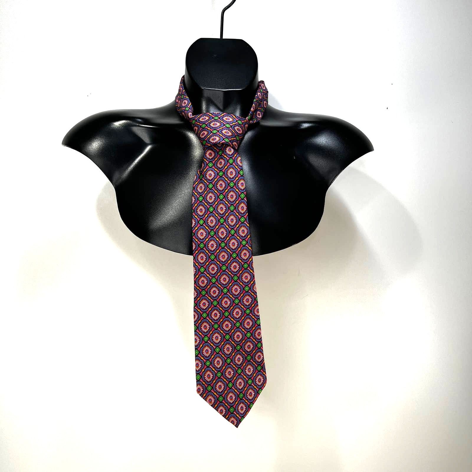 J.Crew × Vintage J. Crew Silk Foulard Print Tie Pink Vintage Pink Purple Size ONE SIZE - 6 Thumbnail
