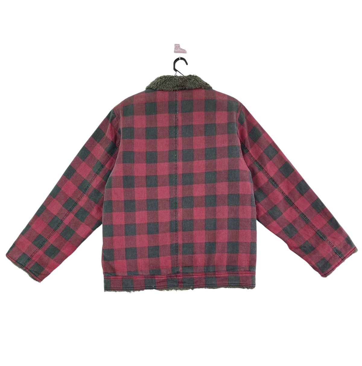 Vintage Vtg 90s Melton checkered design shearling lined work jacket Size US L / EU 52-54 / 3 - 4 Thumbnail